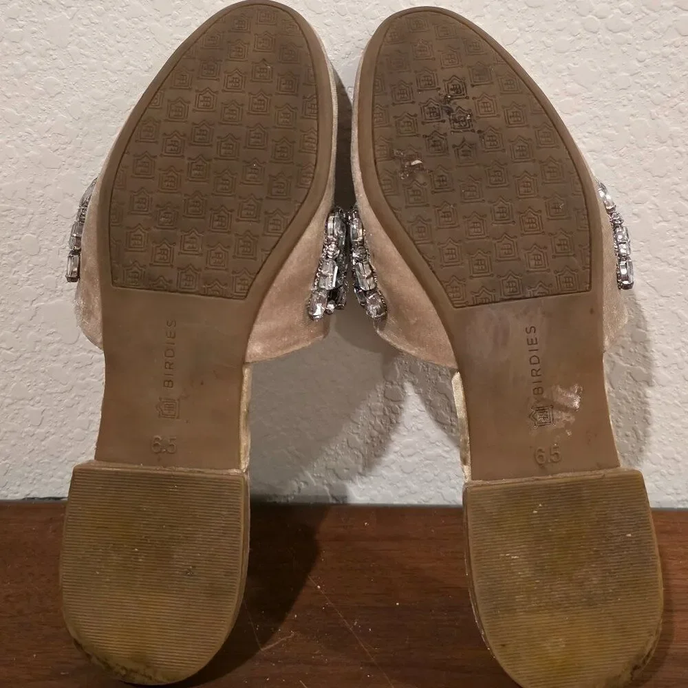 Birdies The Songbird Velvet Wedding Snow Crystal Slippers Sz 6.5